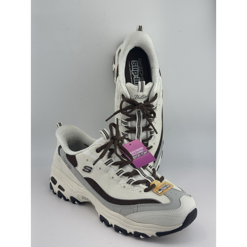 Skechers D'Lites Smooth Nostalgia Off-White/Brown Women's Sneakers Size 11 - Picture 5 of 8